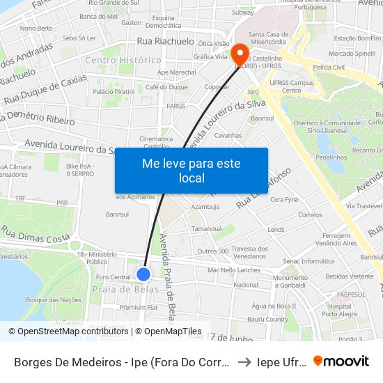 Borges De Medeiros - Ipe (Fora Do Corredor) to Iepe Ufrgs map