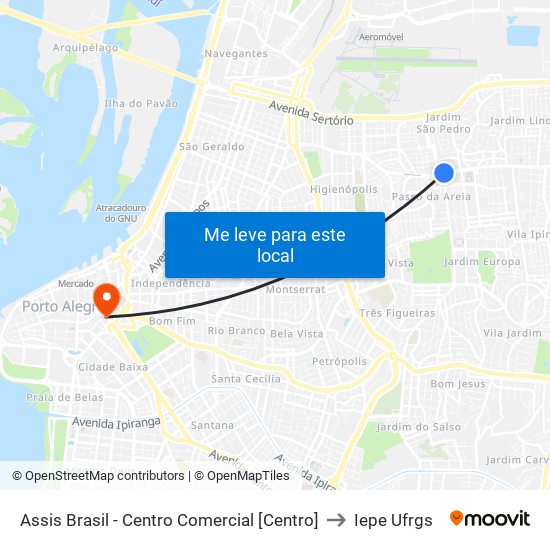 Assis Brasil - Centro Comercial [Centro] to Iepe Ufrgs map