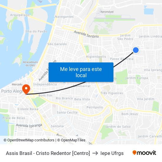 Assis Brasil - Cristo Redentor [Centro] to Iepe Ufrgs map