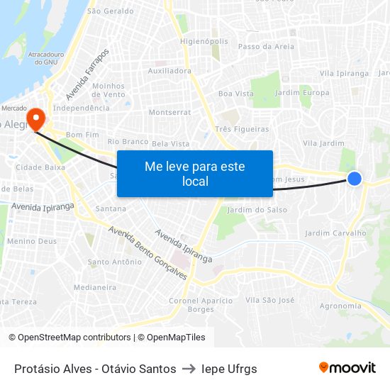 Protásio Alves - Otávio Santos to Iepe Ufrgs map