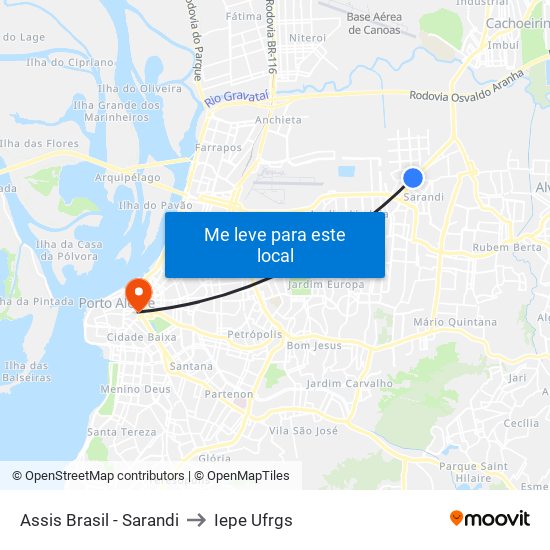 Assis Brasil - Sarandi to Iepe Ufrgs map