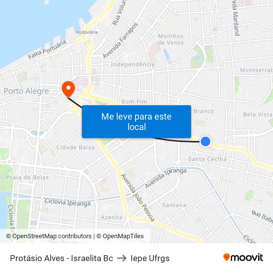 Protásio Alves - Israelita Bc to Iepe Ufrgs map