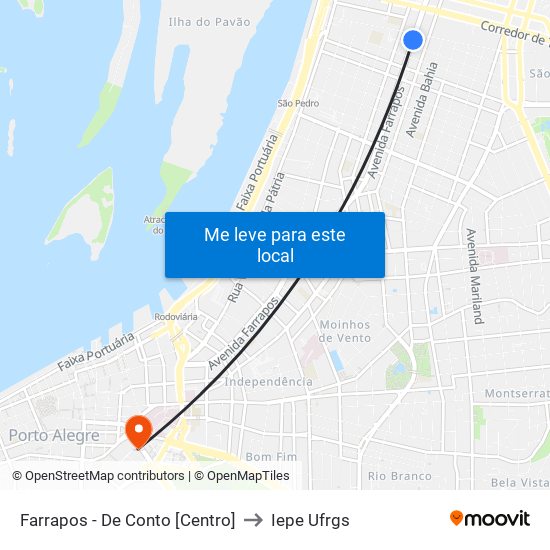 Farrapos - De Conto [Centro] to Iepe Ufrgs map