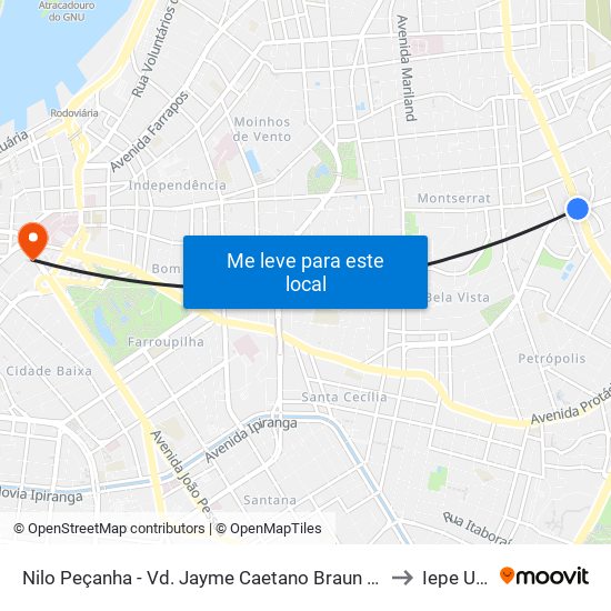 Nilo Peçanha - Vd. Jayme Caetano Braun (Piso Inferior) to Iepe Ufrgs map