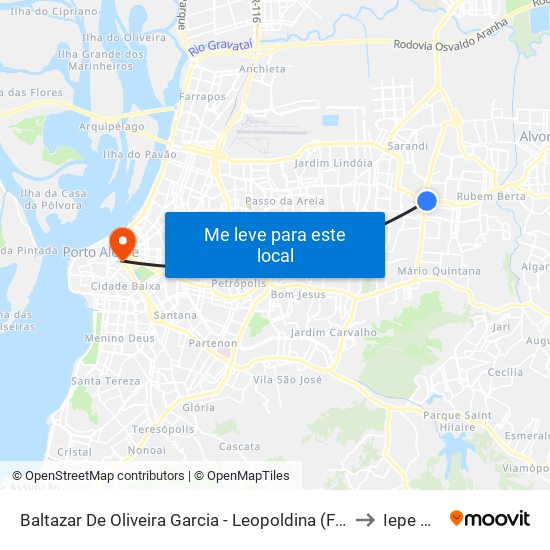 Baltazar De Oliveira Garcia - Leopoldina (Fora Do Corredor) to Iepe Ufrgs map