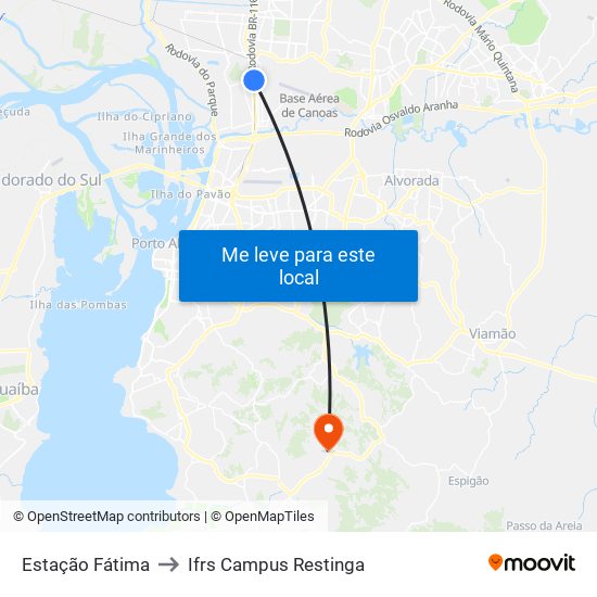 Estação Fátima to Ifrs Campus Restinga map