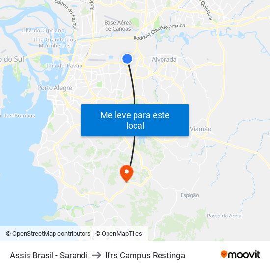 Assis Brasil - Sarandi to Ifrs Campus Restinga map