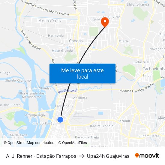 A. J. Renner - Estação Farrapos to Upa24h Guajuviras map