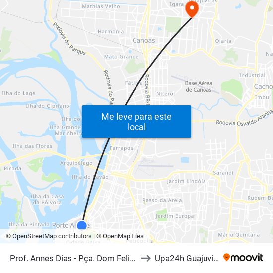 Prof. Annes Dias - Pça. Dom Feliciano to Upa24h Guajuviras map