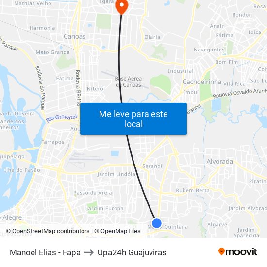 Manoel Elias - Fapa to Upa24h Guajuviras map