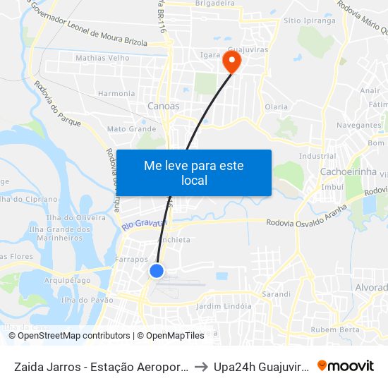 Zaida Jarros - Estação Aeroporto to Upa24h Guajuviras map