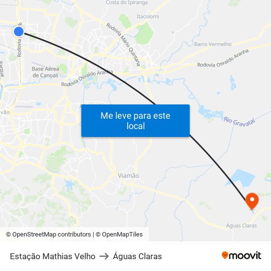 Estação Mathias Velho to Águas Claras map