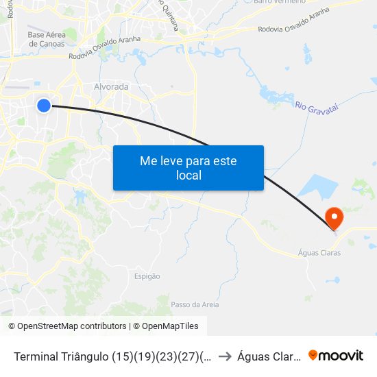 Terminal Triângulo (15)(19)(23)(27)(31) to Águas Claras map