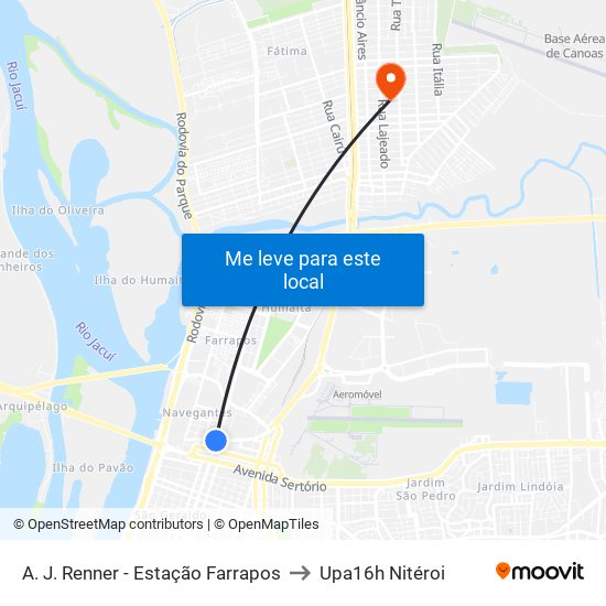 A. J. Renner - Estação Farrapos to Upa16h Nitéroi map