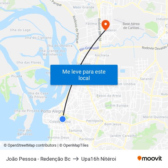 João Pessoa - Redenção Bc to Upa16h Nitéroi map