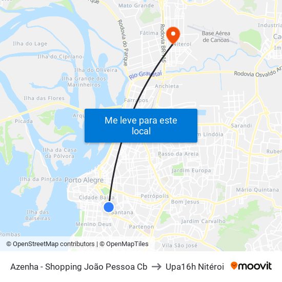 Azenha - Shopping João Pessoa Cb to Upa16h Nitéroi map