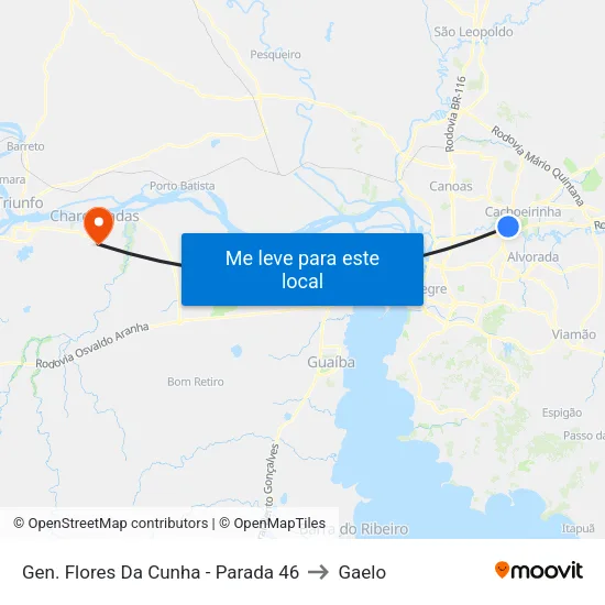 Gen. Flores Da Cunha - Parada 46 to Gaelo map