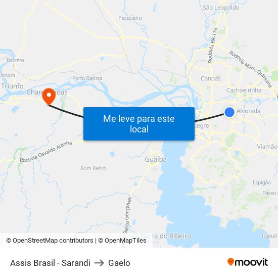 Assis Brasil - Sarandi to Gaelo map