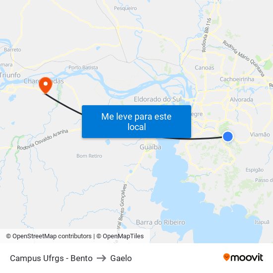 Campus Ufrgs - Bento to Gaelo map