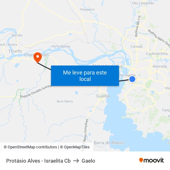 Protásio Alves - Israelita Cb to Gaelo map