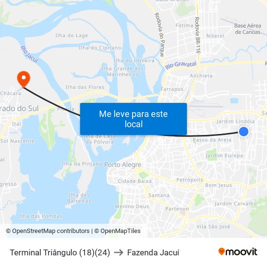 Terminal Triângulo (18)(24) to Fazenda Jacuí map