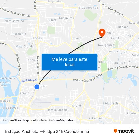 Estação Anchieta to Upa 24h Cachoeirinha map