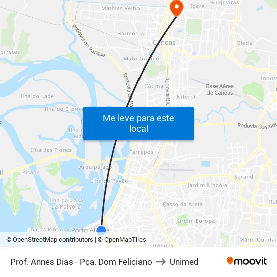 Prof. Annes Dias - Pça. Dom Feliciano to Unimed map