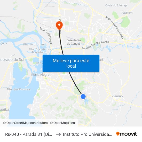 Rs-040 - Parada 31 (Divisa Porto Alegre) to Instituto Pro Universidade Canoense - Ipuc map