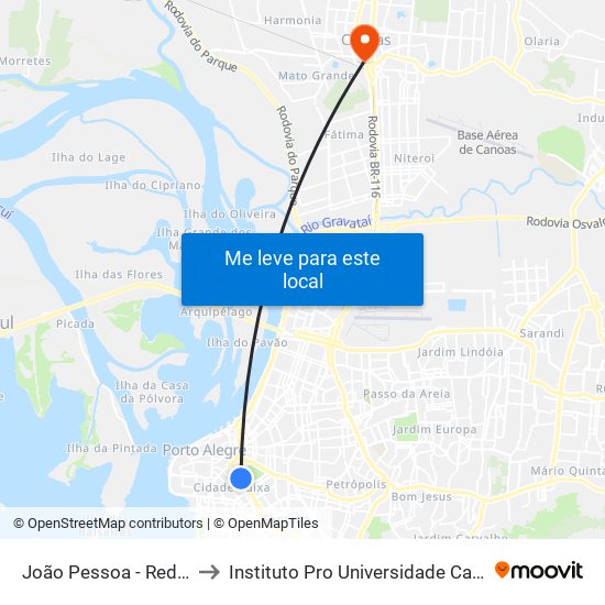 João Pessoa - Redenção Bc to Instituto Pro Universidade Canoense - Ipuc map
