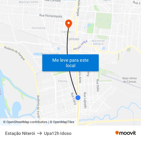 Estação Niterói to Upa12h Idoso map