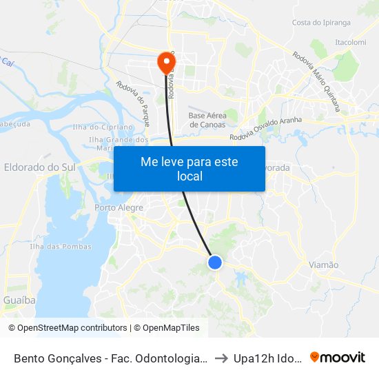 Bento Gonçalves - Fac. Odontologia Cb to Upa12h Idoso map