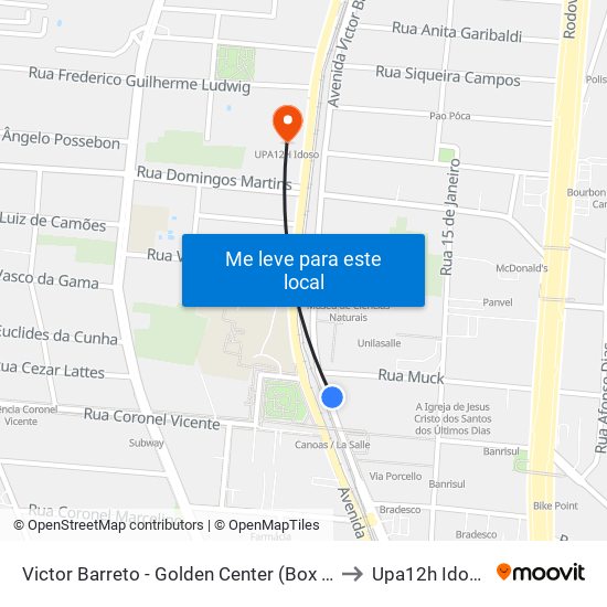 Victor Barreto - Golden Center (Box A) to Upa12h Idoso map