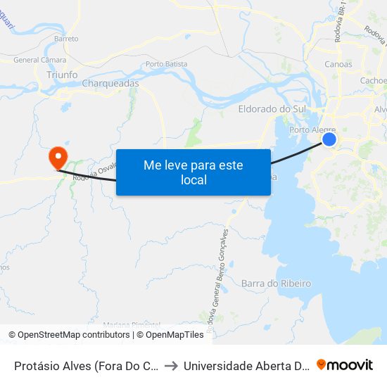 Protásio Alves (Fora Do Corredor) to Universidade Aberta Do Brasil map
