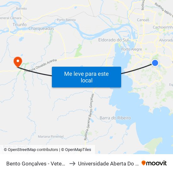 Bento Gonçalves - Veterinária to Universidade Aberta Do Brasil map