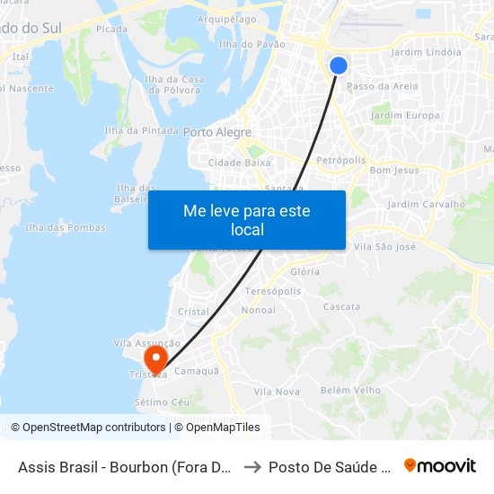 Assis Brasil - Bourbon (Fora Do Corredor) to Posto De Saúde Tristeza map