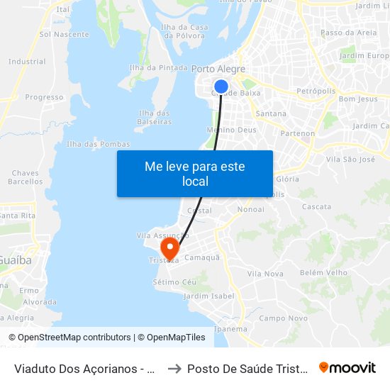 Viaduto Dos Açorianos - Oab to Posto De Saúde Tristeza map