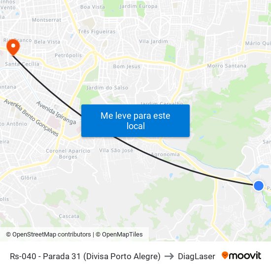 Rs-040 - Parada 31 (Divisa Porto Alegre) to DiagLaser map