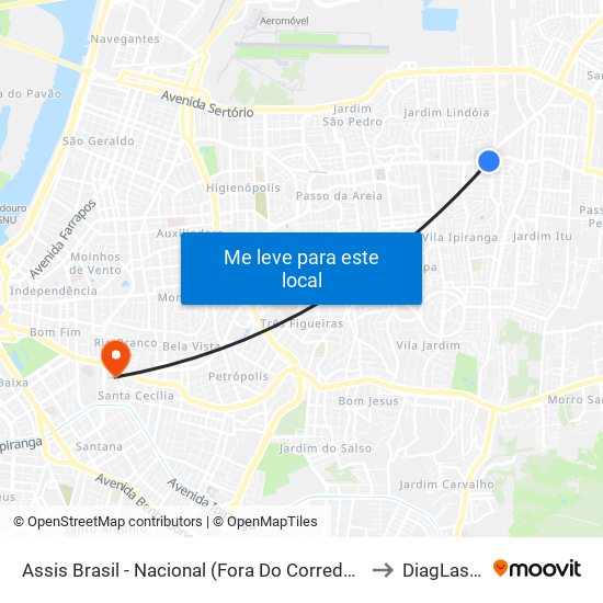 Assis Brasil - Nacional (Fora Do Corredor) to DiagLaser map