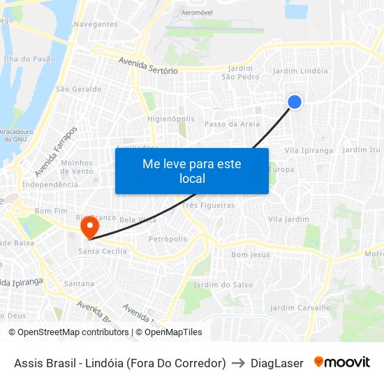 Assis Brasil - Lindóia (Fora Do Corredor) to DiagLaser map