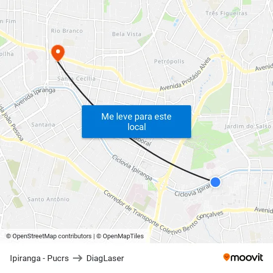 Ipiranga - Pucrs to DiagLaser map