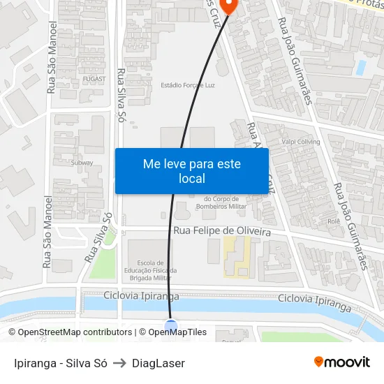 Ipiranga - Silva Só to DiagLaser map