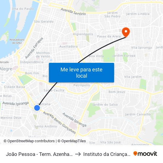 João Pessoa - Term. Azenha (Fora Do Corredor) to Instituto da Criança com Diabetes map