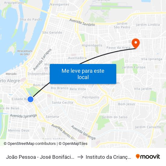 João Pessoa - José Bonifácio (Fora Do Corredor) to Instituto da Criança com Diabetes map