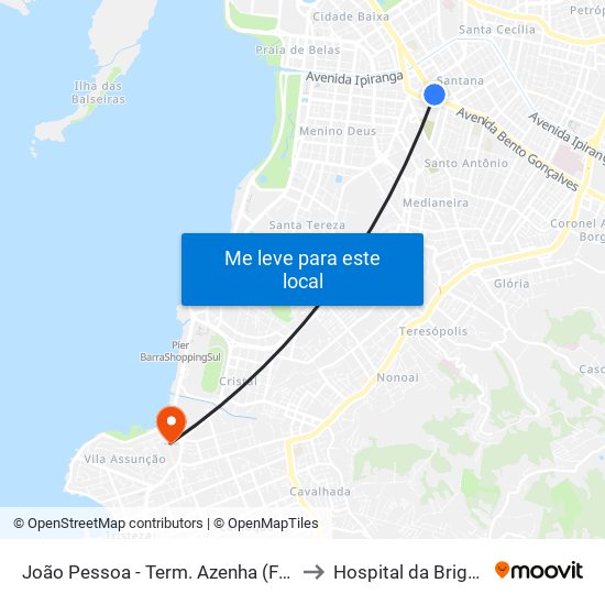 João Pessoa - Term. Azenha (Fora Do Corredor) to Hospital da Brigada Militar map