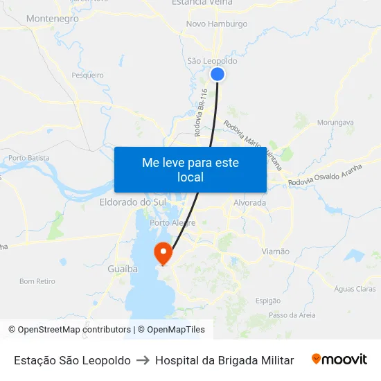 Estação São Leopoldo to Hospital da Brigada Militar map