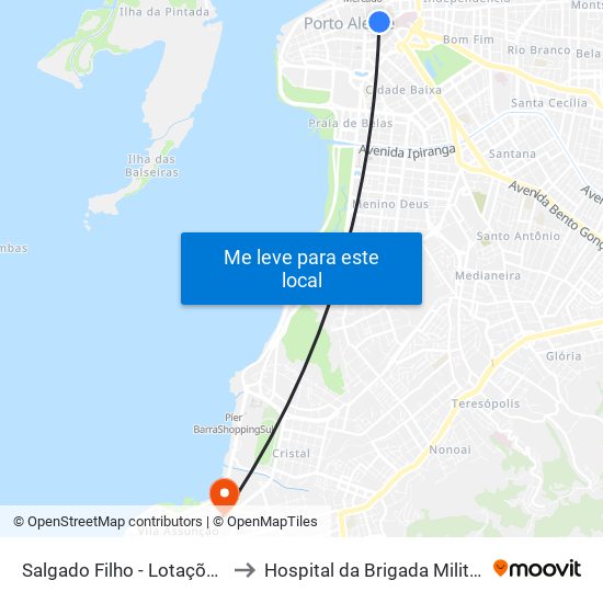 Salgado Filho - Lotações to Hospital da Brigada Militar map