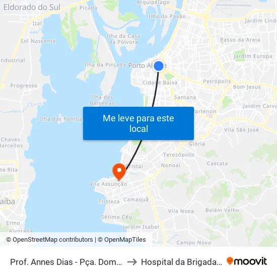 Prof. Annes Dias - Pça. Dom Feliciano to Hospital da Brigada Militar map