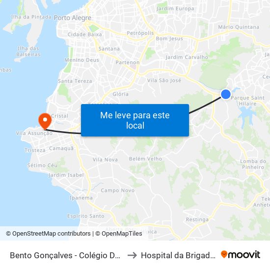 Bento Gonçalves - Colégio De Aplicação to Hospital da Brigada Militar map