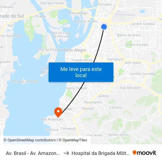 Av. Brasil - Av. Amazonas to Hospital da Brigada Militar map