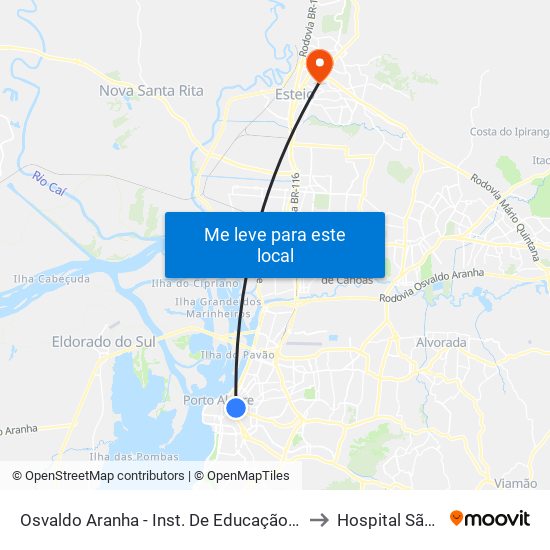 Osvaldo Aranha - Inst. De Educação (Fora Do Corredor) to Hospital São Camilo map